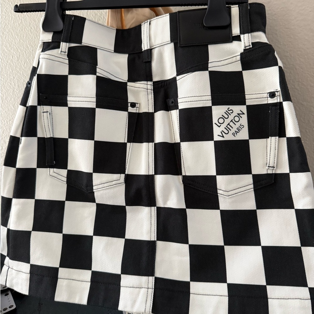 NWT Louis Vuitton Denim checkered mini skirt size 36
